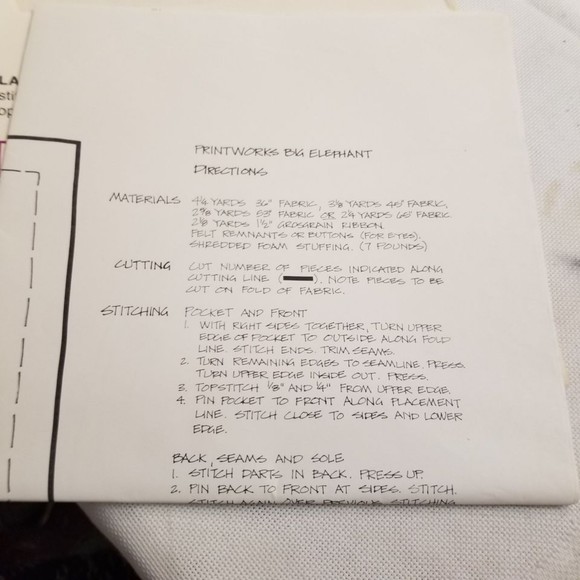 1970's Printworks Big Elephant pattern Pat045 - Picture 5 of 5